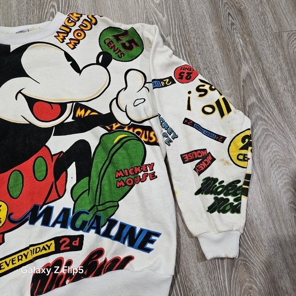 Vintage 90’s Mickey Mouse All Over Print Sweatshirt Crewneck Mickey Mouse Disney - Picture 3 of 7